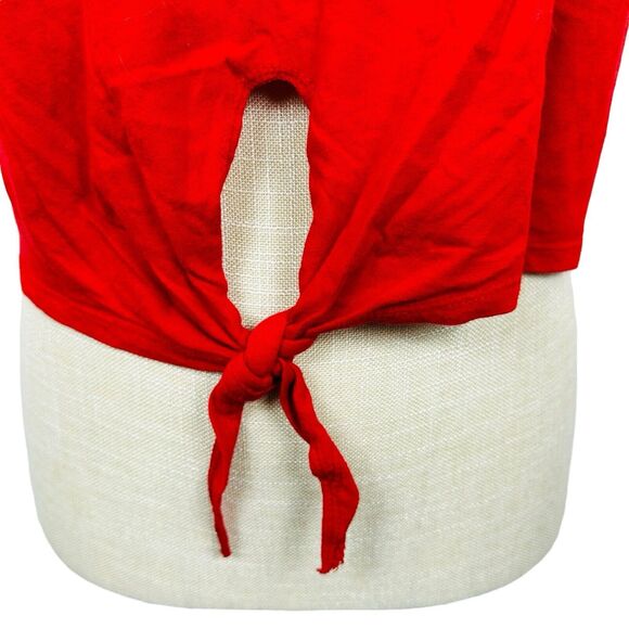 Coca-Cola Crop Top Cropped T-Shirt Knot Tie Crew Neck Colorful Womens Size M Red - Picture 4 of 8
